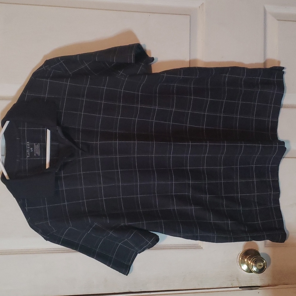 Van Heusen Navy Geometric Print Polo Shirt with Collar (size L/G)